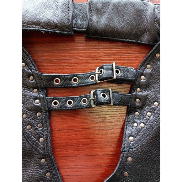 First Classics Leather Biker Chaps Women's Size XL Black Leg Zips Adjustable EUC - Picture 4 of 7